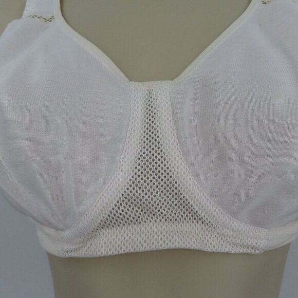Champion 34D Sports Bra Underwire Mesh Accent Solid White Unlined Wide Straps - Picture 3 of 16